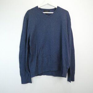 Banana Republic Mens Sweater Large Blue Long Sleeve Luxe Collection V Neck